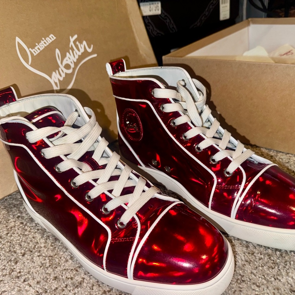 Christian Louboutin Red High-Top Sneakers